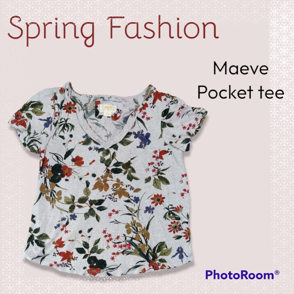 Maeve Anthropologie floral pocket tee, women's size small